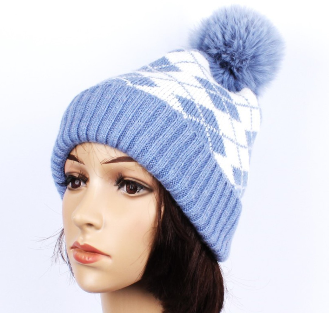 Head Start jacquard cashmere  lined beanie blue STYLE : HS/4941BLU JUST $6.20 image 0